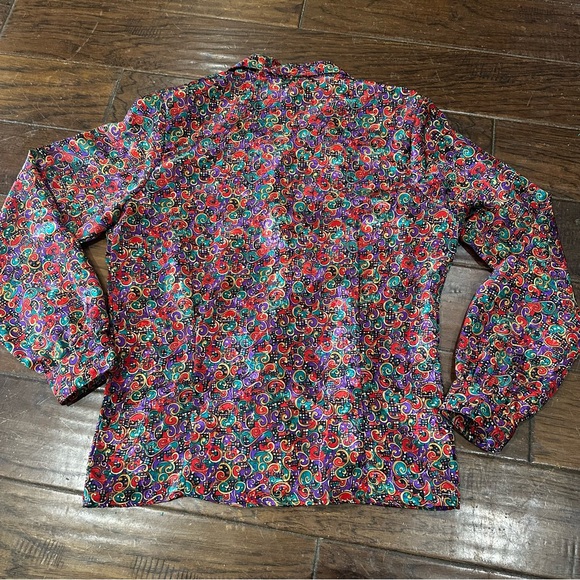 1980s Laura and Jayne Vintage Multicolor Paisley Women's Blouse size 10 - Picture 6 of 7